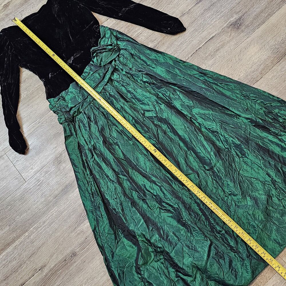 vintage velvet emerald gown xs 80s gothic formal dress prom homecoming - Picture 2 of 11